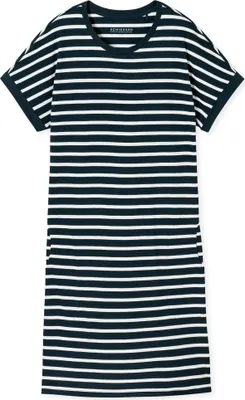 Immagine prodotto di SCHIESSER Camicia da notte da donna 95 cm - Abbigliamento da notte, maniche corte, cotone, motivo blu scuro/bianco XL