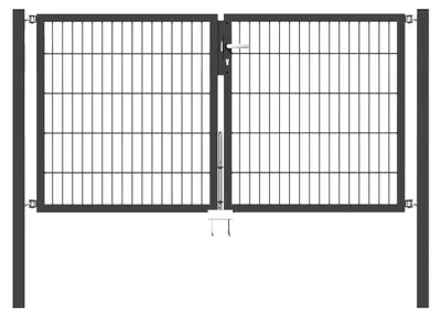Immagine prodotto di Alberts 648398 Cancello doppio Flexo con accessori, antracite, larghezza 200 cm, altezza 100 cm