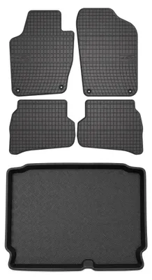 Zdjęcie produktu dla Dywaniki gumowe + mata bagażnika do Volkswagen Polo V 2009-2017 (hatchback, dolny poziom podłogi) – czarne, dopasowane – Wielganizator SolidPRO