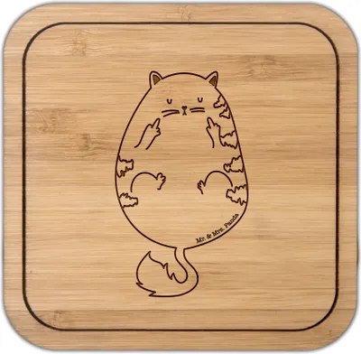 Produktbild von Mr. & Mrs. Panda Untersetzer Kork Katze Mittelfinger - Transparent - Geschenk, Katzen, Genervt, gläseruntersetzer, Cat, Tischschoner, Tiger, Miau, Coaster, Glasunterlage