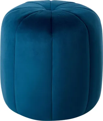 Obrázok produktu pre BELIANI Pouf modré zamatové čalúnenie otoman stolička okrúhly tvar glamour štýl obývacej izby