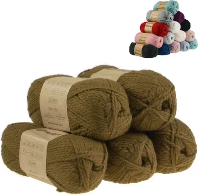 5 x 100g Strickgarn Kartopu Melange Wool Strickwolle, grünbraun
