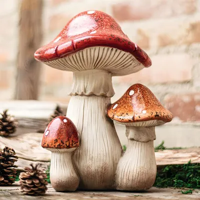 Produktbild von Fliegenpilz "Grande" Herbstdeko 33 cm groß, Dekopilz rot + weiß, Dekofigur Pilz, Pilzdeko