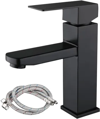 Produktbild von Badezimmerarmatur – Schwarz – Waschtischmischer – Waschtischarmatur – Badezimmerarmatur – Einhebelmischer – Waschtischarmaturen – Mit 60 cm Schlauch