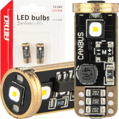 Obrázok produktu pre LED autožiarovka CANBUS T10 W5W 3SMD 3838 12/24V biela AMiO 04246 2-pack
