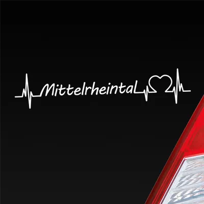 Produktbild von Auto Aufkleber Mittelrheintal Puls Herzschlag mit Ferien Region Motiv 19x4 cm Weiss Glanz Sticker Heckscheibenaufkleber