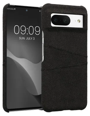 Produktbild von kwmobile Hülle kompatibel mit Google Pixel 8 - Handyhülle Handy Case - Stoff mit Kartenfach Dunkelgrau
