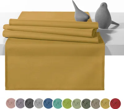 Produktbild von heimtexland Outdoor Tischläufer Garten Tischdecke 45x145 Tischdeko wasserabweisend wetterfest UV-beständig Typ551 Senfgelb