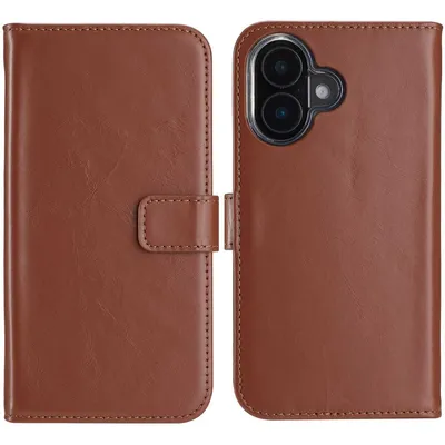 Immagine prodotto di Selencia Custodia a libro in vera pelle per iPhone 16 - marrone chiaro