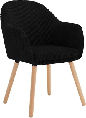 Produktbild von WOLTU 1 × Esszimmerstuhl Armlehnstuhl, Polsterstuhl Modern aus Cord, Schwarz