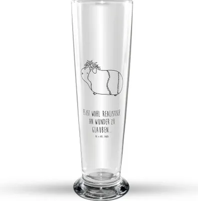 Produktbild von Mr. & Mrs. Panda Bier Glas Meerschweinchen Weisheit - Transparent - Geschenk, Motivation, Wunderland, Spruch, Glasbecher, Wunder, Glasbierglas, Bierbecher, Bierglas