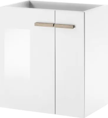 Produktbild von LIVOJO S12 Badezimmer Waschtisch 60 x 70 x 40 cm Weiß Hochglanz & Eiche Nachbildung