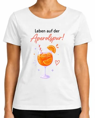 Produktbild von Leben auf der Aperolspur! Sommer Cocktail Spritz Mädelsabend Party Damen T-Shirt, Weiß, S