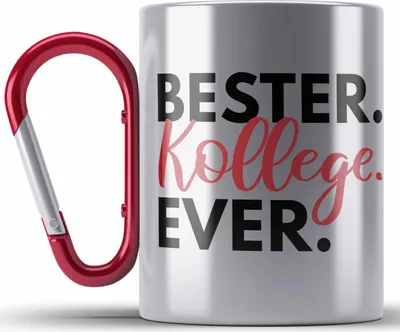 Produktbild von Trendation - Bester Kollege Edelstahl Tasse Karabiner Geschenk Lieblingskollege Abschiedsgeschenk Karabiner Edelstahl Tasse Karabiner Edelstahl Kollegen Büro (Rot)