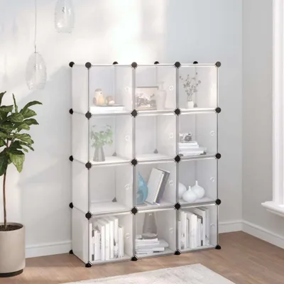 Produktbild von The Living Store Regalsystem mit 12 Würfeln und Türen Transparent PP