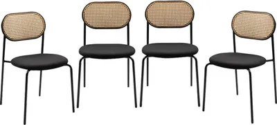 Immagine prodotto di Calicosy - Set di 4 sedie in rattan intrecciato con struttura in metallo, 47 cm - MOZART