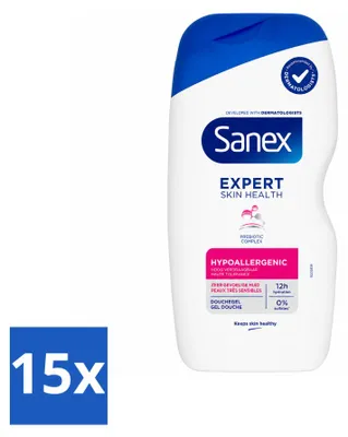 Productafbeelding van 15 x Sanex Expert Skin Health Hypoallergene Douchegel - 400 ml - Voordeelverpakking - 15 stuks