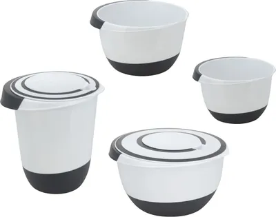 Image de Mengkom set - 4 pièces - bol en plastique avec dessous antidérapant et couvercle - lavable au lave-vaisselle