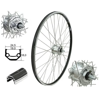 Produktbild von Vorderrad MTB 24" Nabendynamo 6 Loch Disc Hohlkammerfelge 24 Zoll Scheibenbremse