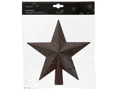 Produktbild von Christbaumspitze Stern mit Glitzer 19cm Kunststoff - Schwarze Trüffel