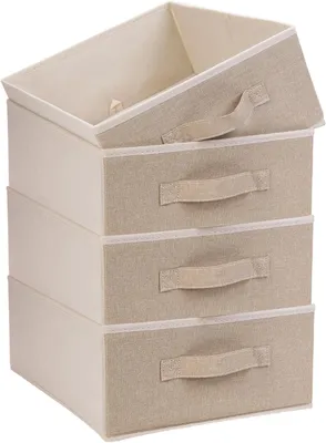 Productafbeelding van Opvouwbare opbergdozen - Set van 4 - Stoffen dozen - Kasten - Laden - Organizer - Opbergsysteem voor garderobe - Kleding