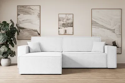 Produktbild von ALTDECOR Ecksofa mit Schlaffunktion und Bettkasten Corner Sofa Eckcouch Couch L-Form universal, links/rechts angeordnet Schlafcouch Ausziehbar Wohnlandschaft Schlafsofa CELTIC-XL - 277x143x83cm Weiß