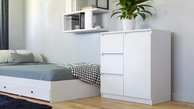 Produktbild von Kommode modern 1 Tür 3 Schubladen funktionales Design