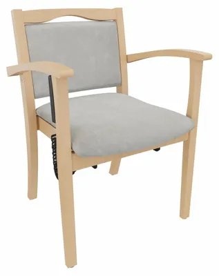 Produktbild von Seniorenstuhl Alexander mit Aufstehhilfe – Pflegestuhl mit Aufstehhilfe und Armlehnen – 52cm Sitzhöhe.Stoffbezug:Clean-Stoff Como Grau,Bodengleiter:Kunststoff Weiss