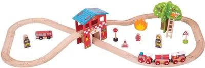 Produktbild von Bigjigs Rail Hölzerne Eisenbahnstrecke Feuerwache
