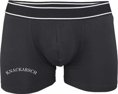 Produktbild von Boxershorts - Mann - Boxer-0009-man-black-v-L - schwarz - L - vorn - Knackarsch - lustiges Motiv - Spruch - Unterwäsche - Unterhose - Freizeit - lustig