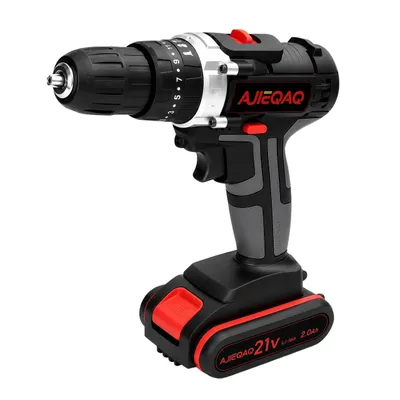Produktbild von AJIEQAQ Akkuschrauber 21V Set, 3-in-1 Akku-Bohrschrauber mit Schlagfunktion, 2 Akkus, Koffer & Zubehör