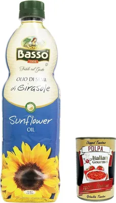 Produktbild von 12x Basso olio di girasole 1L Sonnenblumenöl aus italien Speiseöl Öl + Italian Gourmet polpa 400g