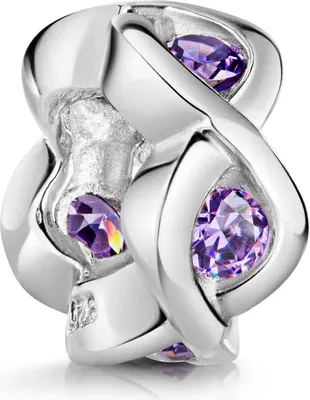 Produktbild von MATERIA by Matthias Wagner 925 Silber Bead Zwischenelement mit lila Zirkonia Steinen 686