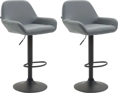 Produktbild von 2er Set Barhocker Braga Kunstleder schwarz grau