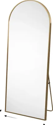 Zdjęcie produktu dla Pełnowymiarowe lustro, zakrzywiona konstrukcja, trwała aluminiowa rama, złote 177×77 cm