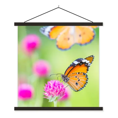 Produktbild von MuchoWow® Textilposter Insekten - Schmetterlinge - Blumen 40x40 cm mit schwarzem Rahmen - Fotos