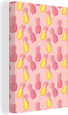 Produktbild von OneMillionCanvasses® - Leinwandbilder - 90x140 cm, Sommer - Ananas - Muster, Wandbilder Kunstdruck Wanddekoration - Wandschmucke - Schlafzimmer
