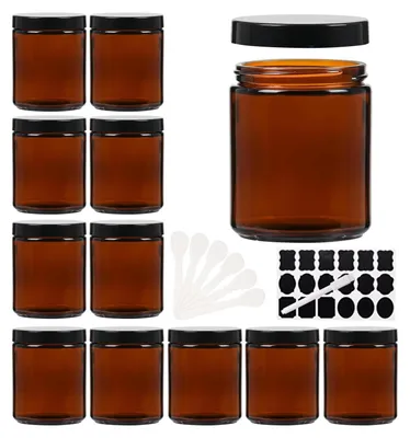 Produktbild von Cremegläser 250 ml - 12 Stück - Glasbehälter - Salbentöpfe - Kosmetikbehälter - Leer mit Deckel - Kosmetikgläser