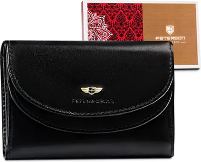 Produktbild von Peterson | Brieftasche, mit klassischer Lederschließe, für Damen, Schwarz, 13x9.5 cm