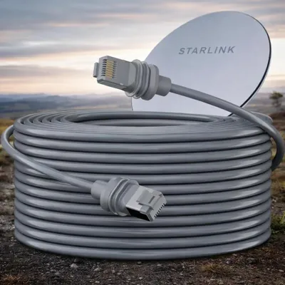 Produktbild von Elfcam – Starlink Gen 3/4/Mini-Kabel, 26/24/23 AWG Ethernet-Kabel für Außeninstallationen, Starlink Gen 3/4/Mini-Kabelverlängerung – Länge: 15 m