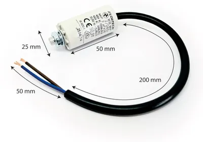 Kondensator 2 µF, Ø 25 x 48 mm, mit Kabel, 450 V