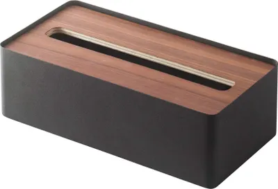 Immagine prodotto di Yamazaki 7729 RIN Portafazzoletti con coperchio, nero, legno/acciaio, minimalista, 26 x 13 x 8,2 cm