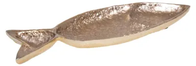 Produktbild von Flache, vergoldete Schale mit Fischmotiv, 33 x 11 x 2,5 cm