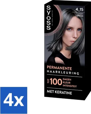 Immagine prodotto di SYOSS - Colore 4-15 Dusty Chrome - Tintura per capelli - Copertura grigia - Riduce la rottura dei capelli - Confezione risparmio - 4 pezzi