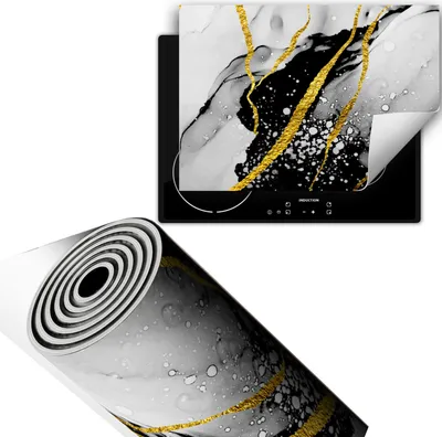 Produktbild von Herdabdeckplatte 70x52 cm Glaskeramikkochfeld Abdeckung Anti Rutsch Matte Aufrollbar, Marmor Golden
