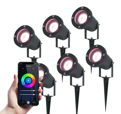 Produktbild von v_tac Smart LED Gartenstrahler 5,5W 345lm RGBWW IP44 Schwarz 6er Set