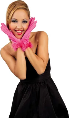 Produktbild von B03109 pink Damen Handschuhe mit Marabu Rand