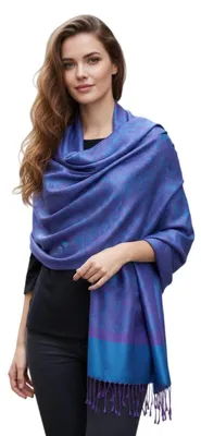 Zdjęcie produktu dla Szalik Pashmina z wzorem Jacquard, damski, turkusowo-lawendowy