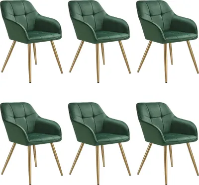 Produktbild von tectake® Esszimmerstuhl Marilyn gepolstert, in Samtoptik, gesteppt 58 x 62 x 82 cm