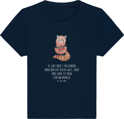 Produktbild von Mr. & Mrs. Panda  T-Shirt Roter Panda 0. - 6. Monat - French Navy - Geschenk, Organic Baby, Top, Lieblingsmensch, Babyshirt, Rot, Lustige Sprüche, Liebling, Herz